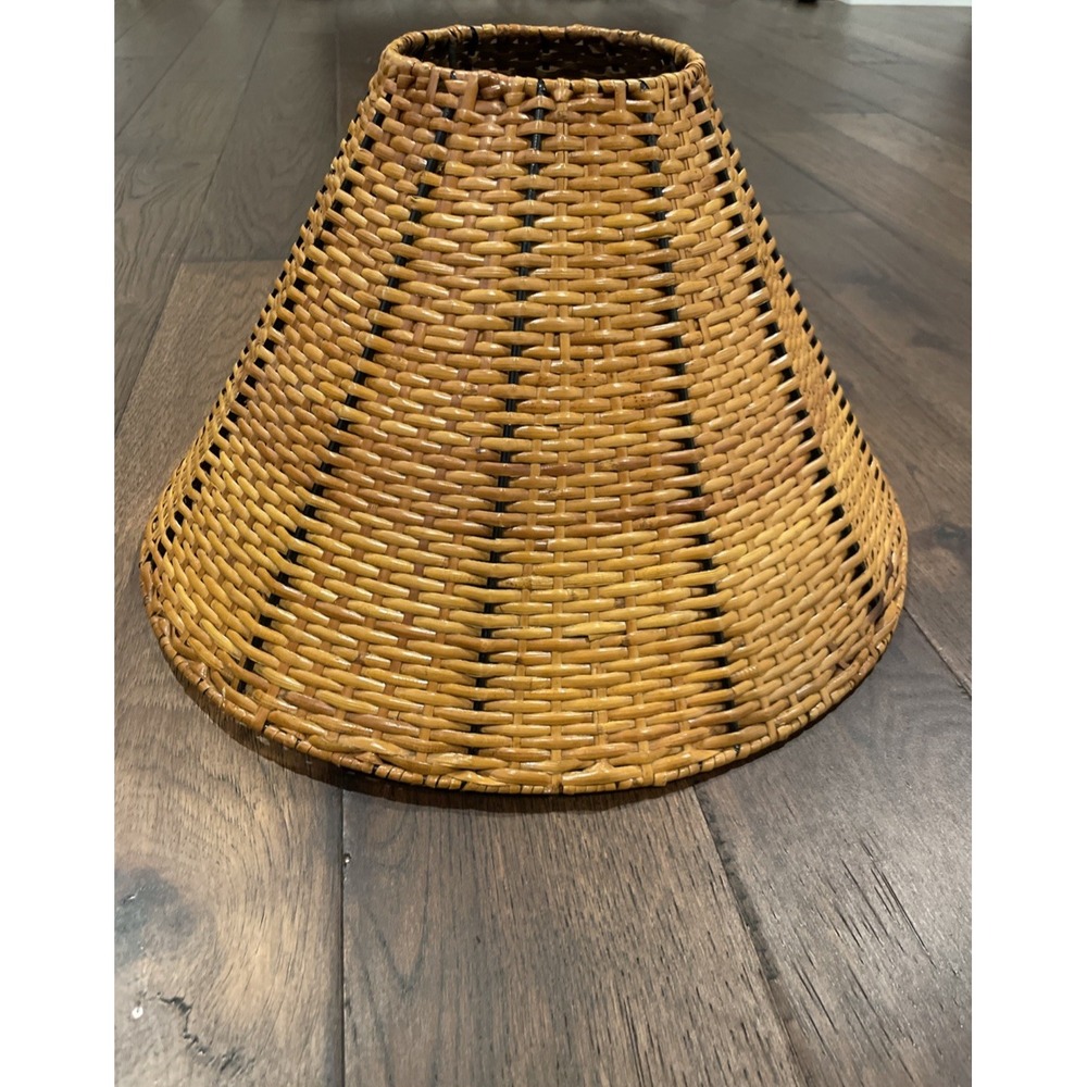 MCM Brown Rattan/Woven Lampshade - Unique Design for Table & Floor Lamp Medium
